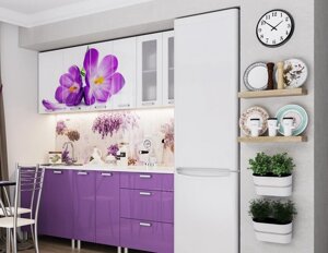 Кухонный гарнитур SV-мебель Фрукты (КРОКУСЫ МДФ), 2,0 Белый/Фиолетовый металлик