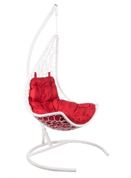 Подвесное кресло Полумесяц белый подушка красный от компании Интернет-магазин «Hutki. by» - фото 1