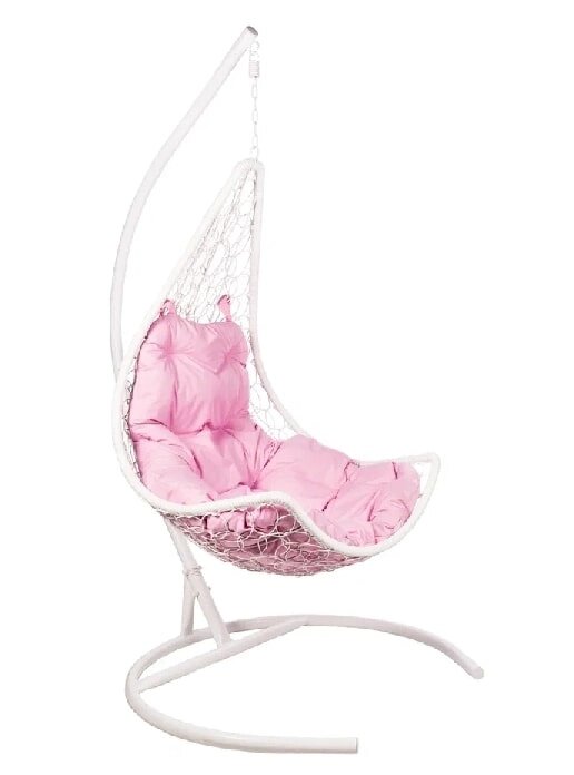 Подвесное кресло Полумесяц белый подушка розовый от компании Интернет-магазин «Hutki. by» - фото 1