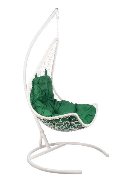 Подвесное кресло Полумесяц белый подушка зеленый от компании Интернет-магазин «Hutki. by» - фото 1