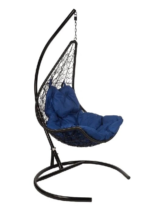 Подвесное кресло Полумесяц черный подушка синий от компании Интернет-магазин «Hutki. by» - фото 1