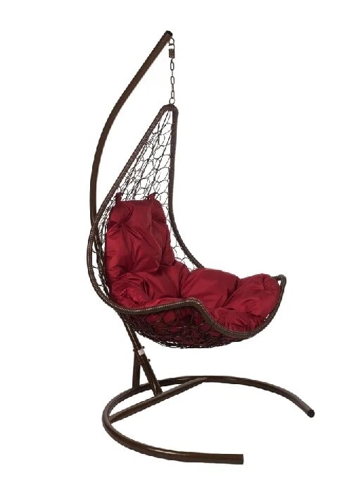 Подвесное кресло Полумесяц коричневый подушка бордовый от компании Интернет-магазин «Hutki. by» - фото 1