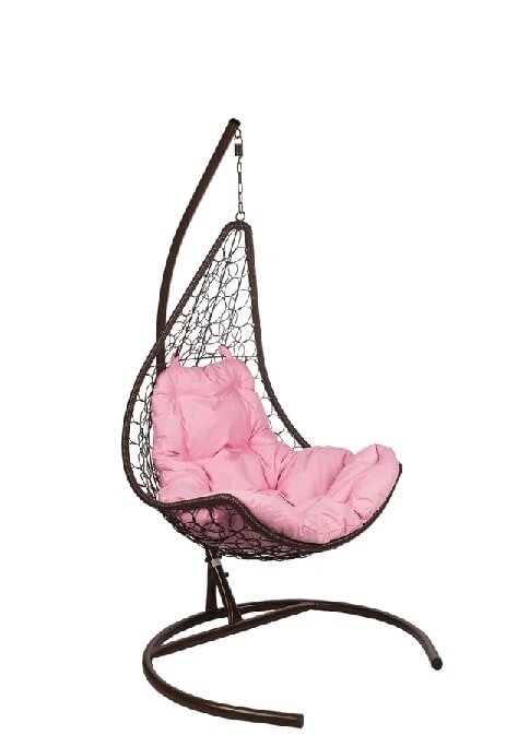 Подвесное кресло Полумесяц коричневый подушка розовый от компании Интернет-магазин «Hutki. by» - фото 1