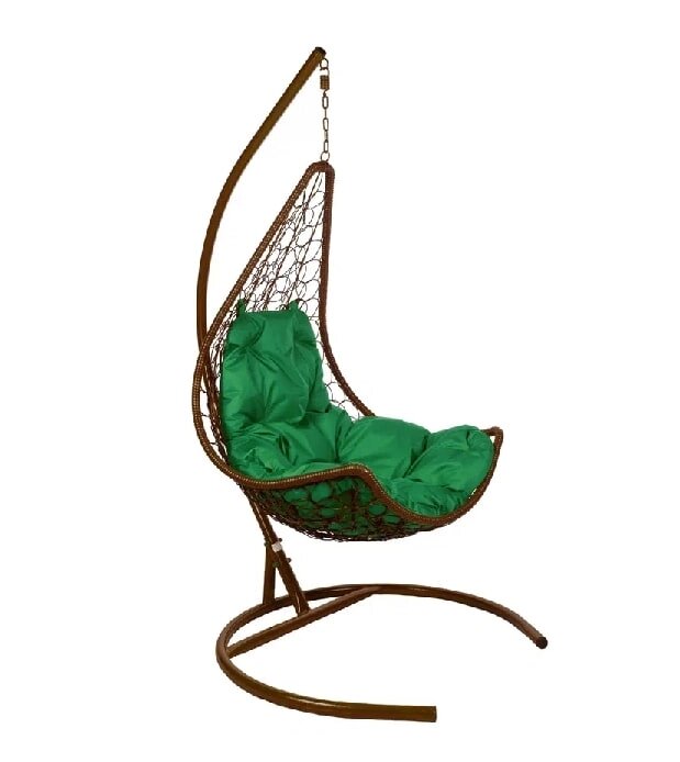Подвесное кресло Полумесяц коричневый подушка зеленый от компании Интернет-магазин «Hutki. by» - фото 1