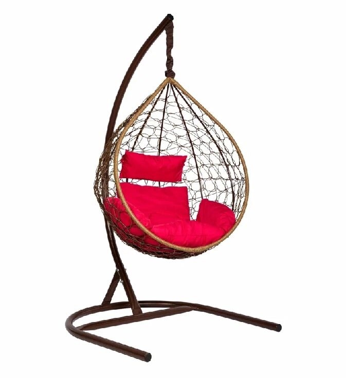 Подвесное кресло Скай 01 натуральный подушка красный от компании Интернет-магазин «Hutki. by» - фото 1
