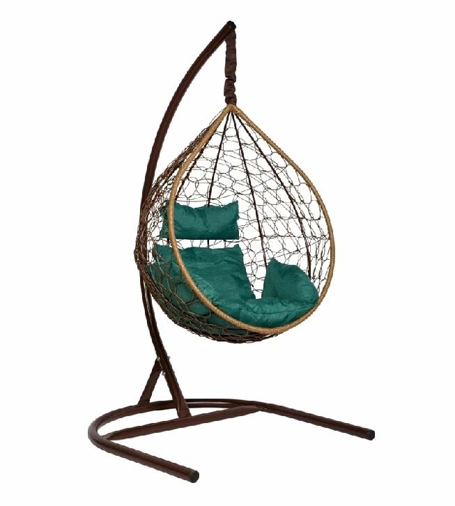Подвесное кресло Скай 01 натуральный подушка зеленый от компании Интернет-магазин «Hutki. by» - фото 1