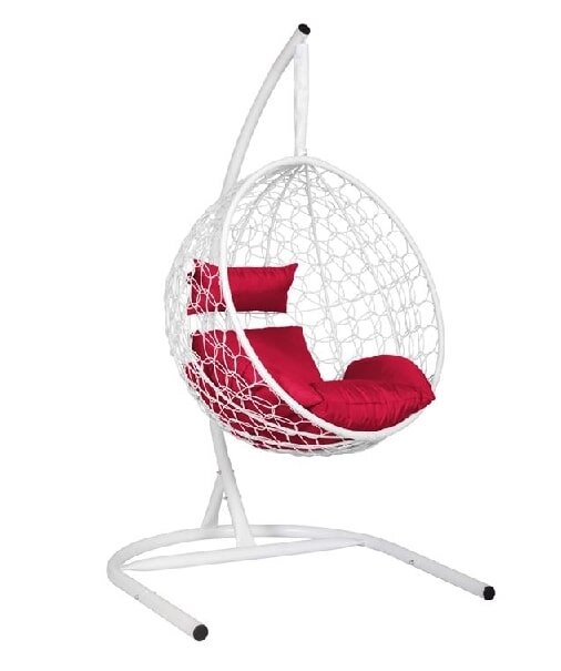 Подвесное кресло Скай 02 белый подушка красный от компании Интернет-магазин «Hutki. by» - фото 1