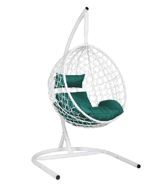Подвесное кресло Скай 02 белый подушка зеленый от компании Интернет-магазин «Hutki. by» - фото 1