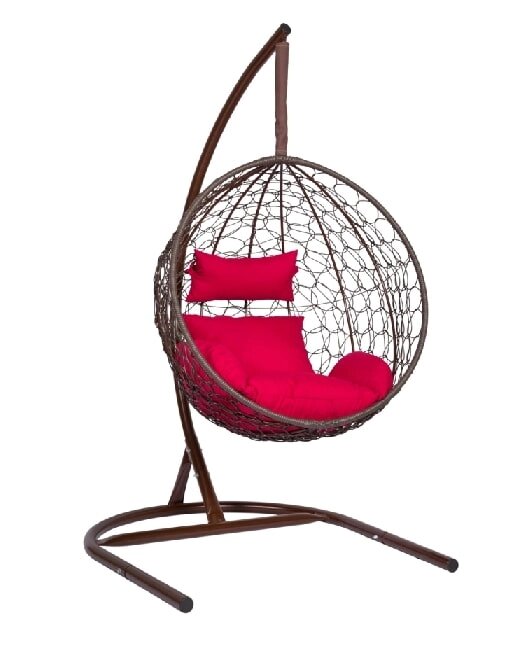 Подвесное кресло Скай 02 коричневый подушка красный от компании Интернет-магазин «Hutki. by» - фото 1