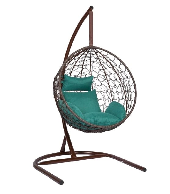 Подвесное кресло Скай 02 коричневый подушка зеленый от компании Интернет-магазин «Hutki. by» - фото 1