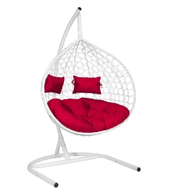 Подвесное кресло Скай 03 белый подушка красный от компании Интернет-магазин «Hutki. by» - фото 1