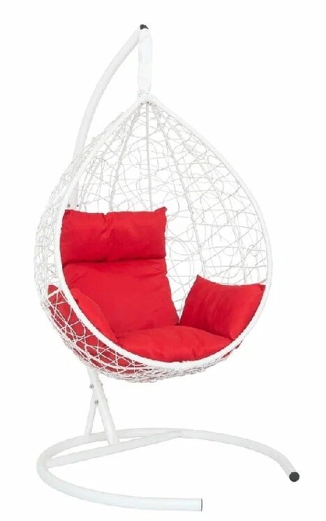 Подвесное кресло Скай SK-1001 белый подушка красный от компании Интернет-магазин «Hutki. by» - фото 1