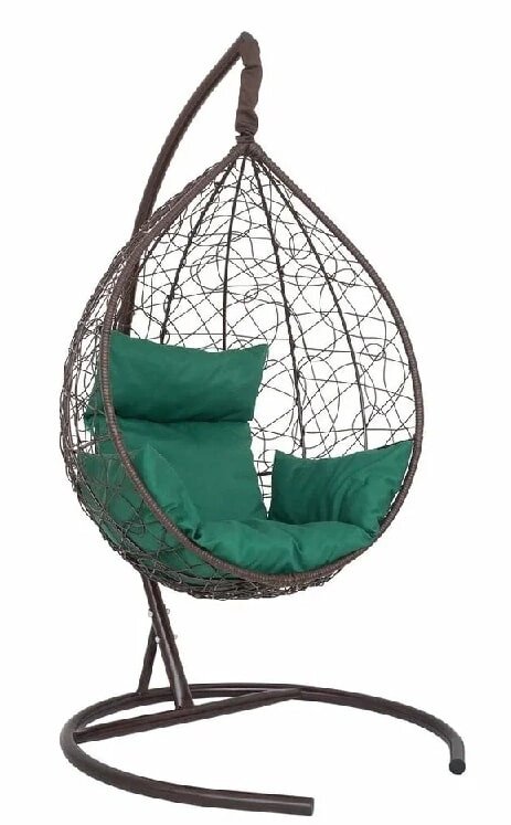 Подвесное кресло Скай SK-1001 коричневый подушка зеленый от компании Интернет-магазин «Hutki. by» - фото 1