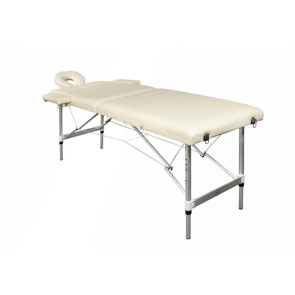 Складной 2-х секционный алюминиевый массажный стол RS BodyFit крем 70 см от компании Интернет-магазин «Hutki. by» - фото 1