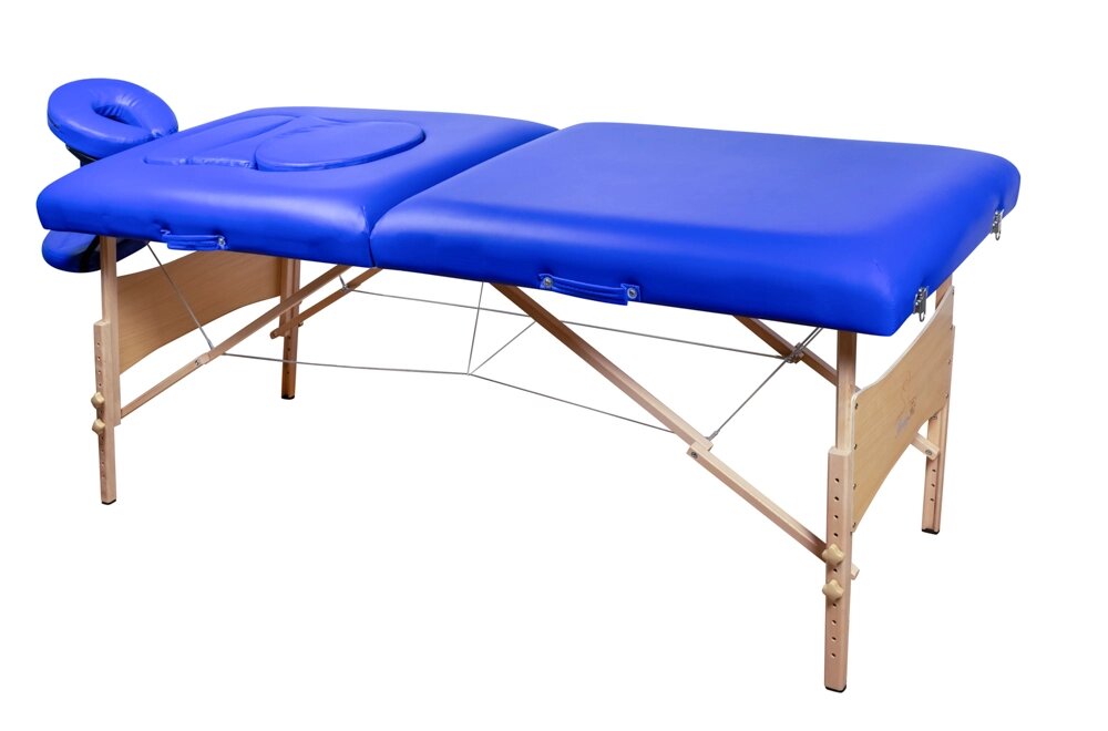 Складной 2-х секционный деревянный массажный стол BodyFit, синий 70 см от компании Интернет-магазин «Hutki. by» - фото 1