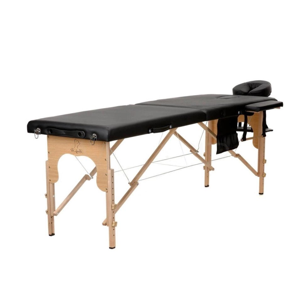 Складной 2-х секционный деревянный массажный стол RS BodyFit черный 60 см от компании Интернет-магазин «Hutki. by» - фото 1