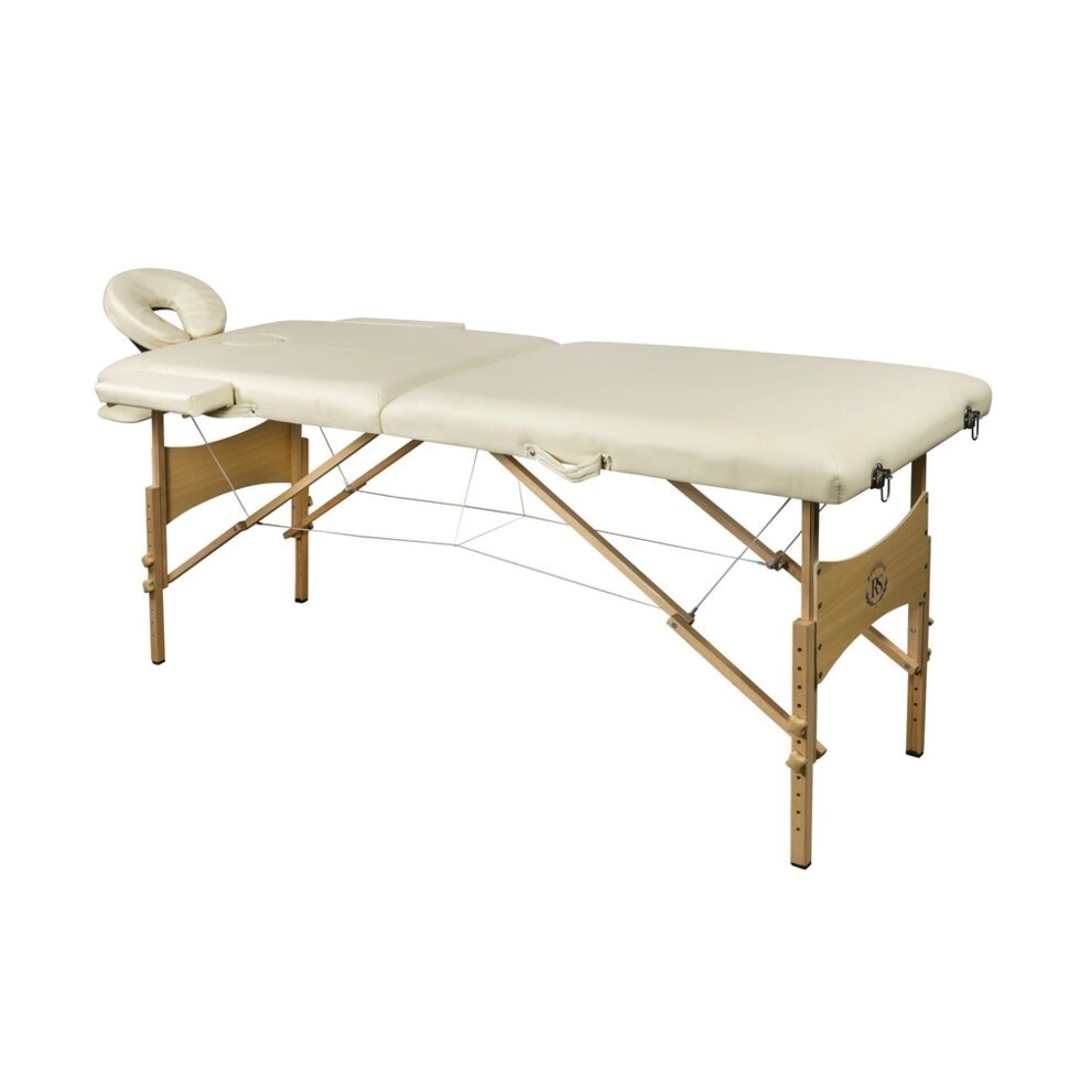 Складной 2-х секционный деревянный массажный стол RS BodyFit кремовый 60 см от компании Интернет-магазин «Hutki. by» - фото 1