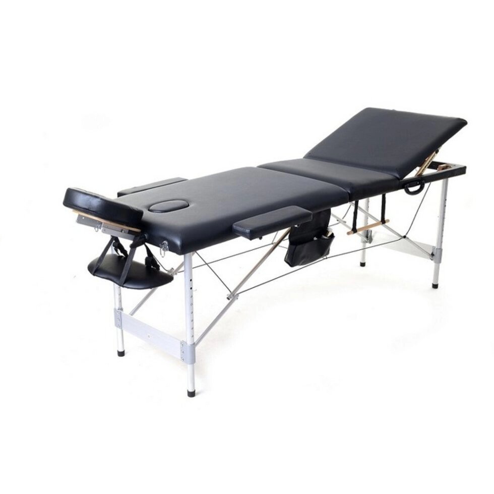 Складной 3-х секционный алюминиевый массажный стол RS BodyFit черный 70 см от компании Интернет-магазин «Hutki. by» - фото 1