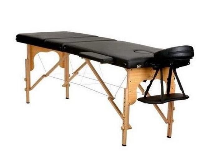 Складной 3-х секционный деревянный массажный стол RS BodyFit черный 60 см от компании Интернет-магазин «Hutki. by» - фото 1