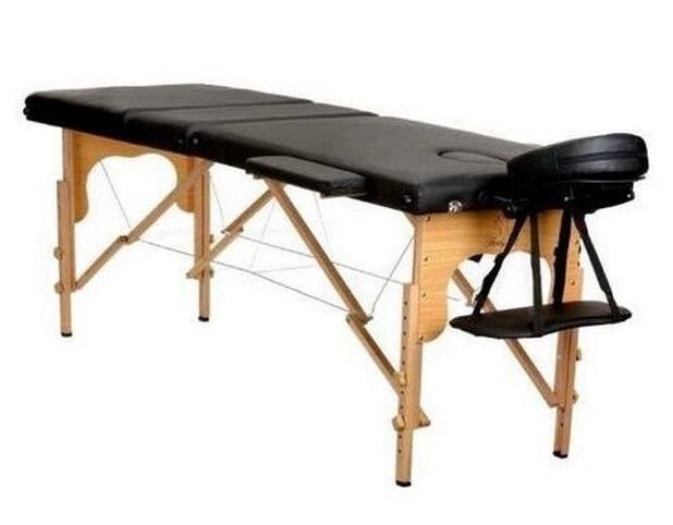 Складной 3-х секционный деревянный массажный стол RS BodyFit черный 70 см от компании Интернет-магазин «Hutki. by» - фото 1
