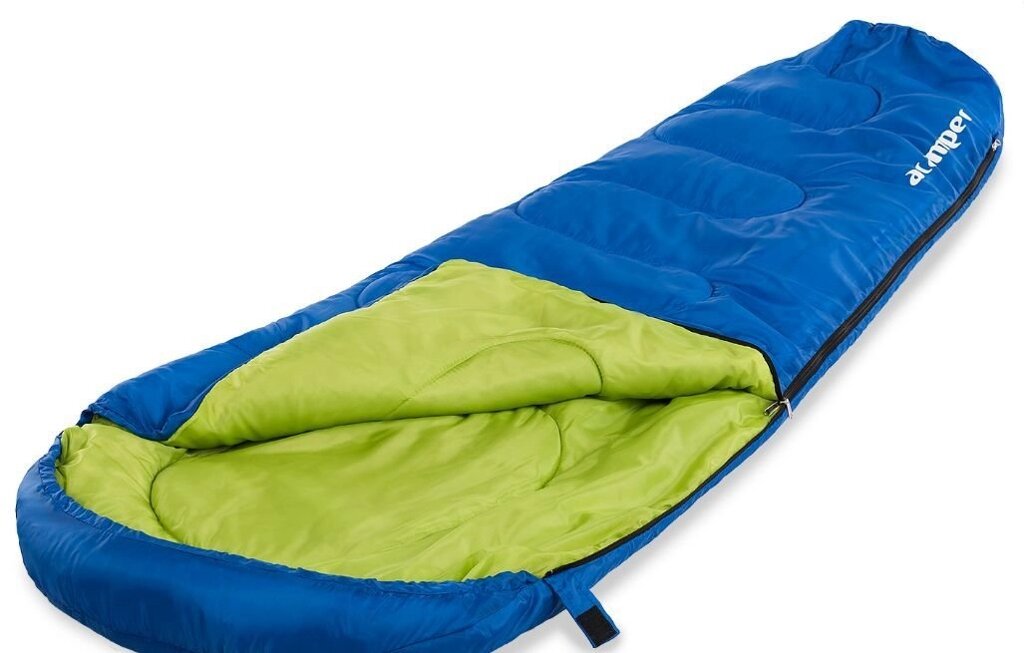 Спальный мешок кокон-мумия 250г /м2 ACAMPER зелено-синий от компании Интернет-магазин «Hutki. by» - фото 1