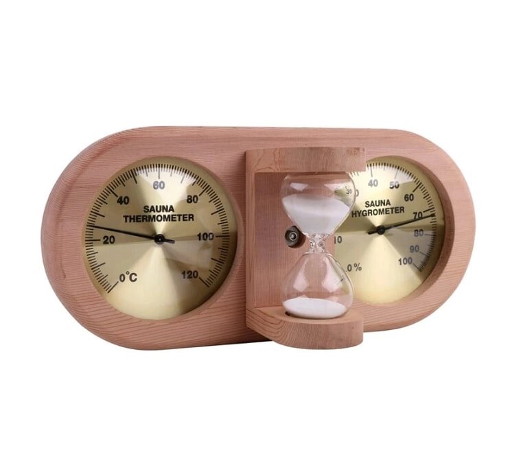 Термогигрометр с песочными часами канадский кедр от компании Интернет-магазин «Hutki. by» - фото 1