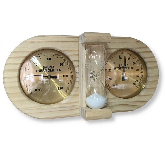 Термогигрометр с песочными часами сосна от компании Интернет-магазин «Hutki. by» - фото 1
