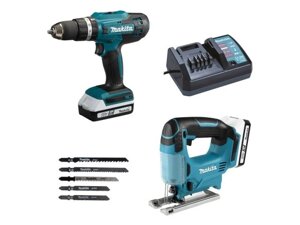 Аккумуляторная дрель-шуруповерт MAKITA HP488D + аккумуляторный лобзик JV183D в комплекте 2 акум. 1,5А/ч + зарядное+сумка