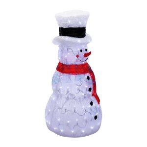 Акриловая светодиодная фигура «Снеговик в шляпе» 38х38х72 см, 160 LED, IP65, трансформатор