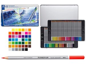 Акварельные карандаши STAEDTLER KARAT, 48 цветов, в металлическом пенал 125 M48