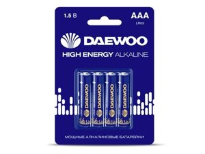 Батарейка AAA LR03 1,5V alkaline BL-4шт daewoo HIGH energy