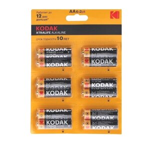 Батарейка алкалиновая Kodak Xtralife, AA, LR6-12BL, 1.5В, уп. 12 шт