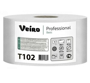 Бумага туалетная 1-слойная Veiro Basic T102 макулатура 200м для диспенсера