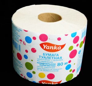 Бумага туалетная однослойная 80 м Yanka