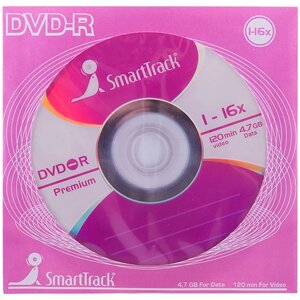 Диск DVD-R 4,7gb 16х бумажный конверт, SMART TRACK 000778ST