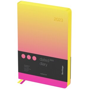 Ежедневник 184 л., А5, датированный, кожзам, розовый/желтый, градиетн, «Radiance», 2023 г