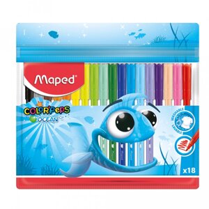 Фломастеры Maped "Color Peps Ocean", 18 цветов, толщина линии 2 мм, пластиковая упаковка