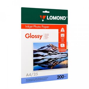 Фотобумага Lomond глянцевая для струйной фотопечати А4,25 л,200 г/м