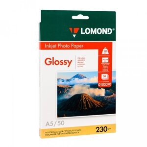 Фотобумага Lomond глянцевая для струйной фотопечати А5,50 л,230 г/м