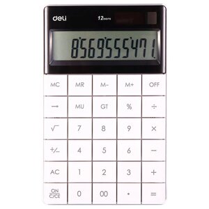 Калькулятор 12-разрядный, белый, Deli 1589