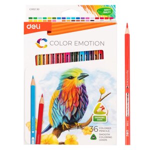 Карандаши Deli Color Emotion, 36 цветов, треугольные 00230С