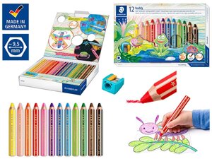 Карандаши STAEDTLER Buddy, 12 цветов, для малышей, с точилкой 140 C12