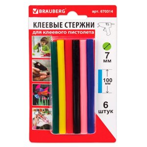 Клей для клеевого пистолета 7/100 м, цветные (6 шт/уп) 670314