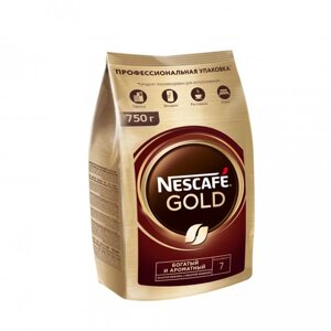 Кофе "Nescafe Gold" растворимый, сублимированный с добавлением жаренного .молотого кофе 750 г