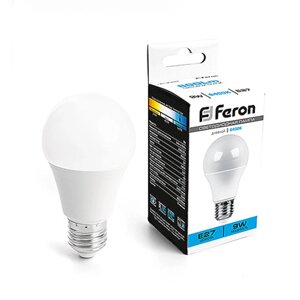 Лампа светодиодная Feron, 9W/6400K, Е27, LB-3092, Дневной свет 41375