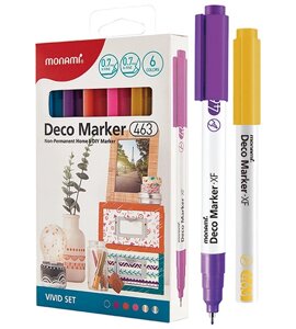 Набор акриловых маркеров Deco Marker FX, Вивид, 6 цветов, 0.7 мм 463