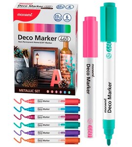 Набор акриловых маркеров Deco Marker Металлик, 6 цветов, 2.0 мм 460
