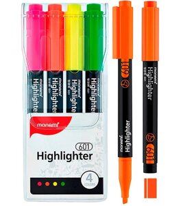 Набор маркеров текстовыделителей 601, 4 цвета, 1-4 мм, MonAmi
