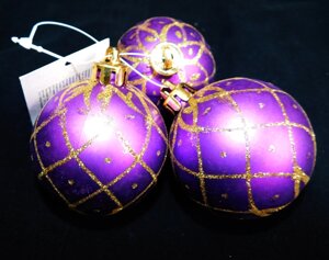 Набор шаров новогодних 3 шт, 6см. 6 цв. связка, матовые , цвета ассорти