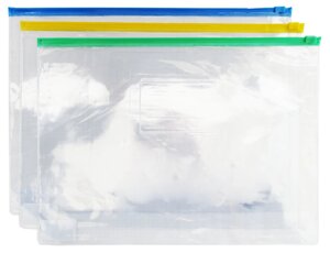 Папка-конверт на молнии OfficeSpace, А4, 120 мкм, прозрачная, кармашек для визиток ZB4_1778
